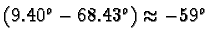 $(9.40^o-68.43^o) \approx -59^o$